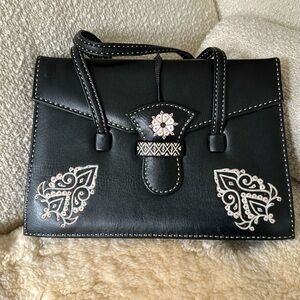 Moroccan leather hand embroidered purse